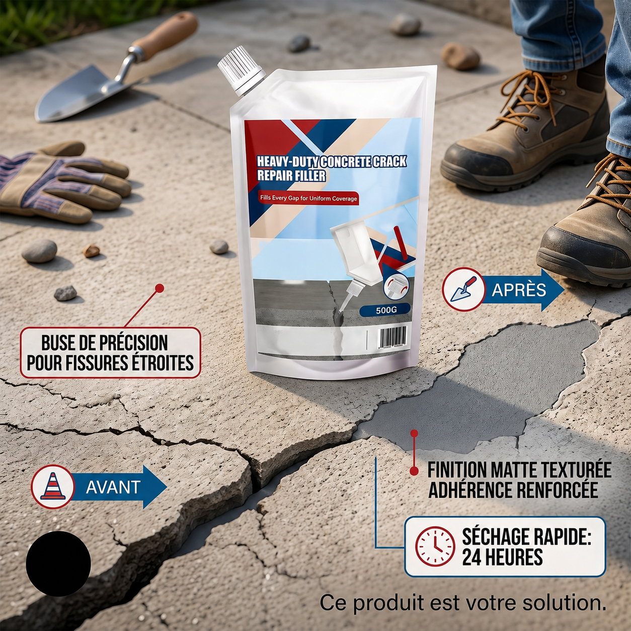 🧱 Réparateur de Fissures Béton Ultra-Résistant