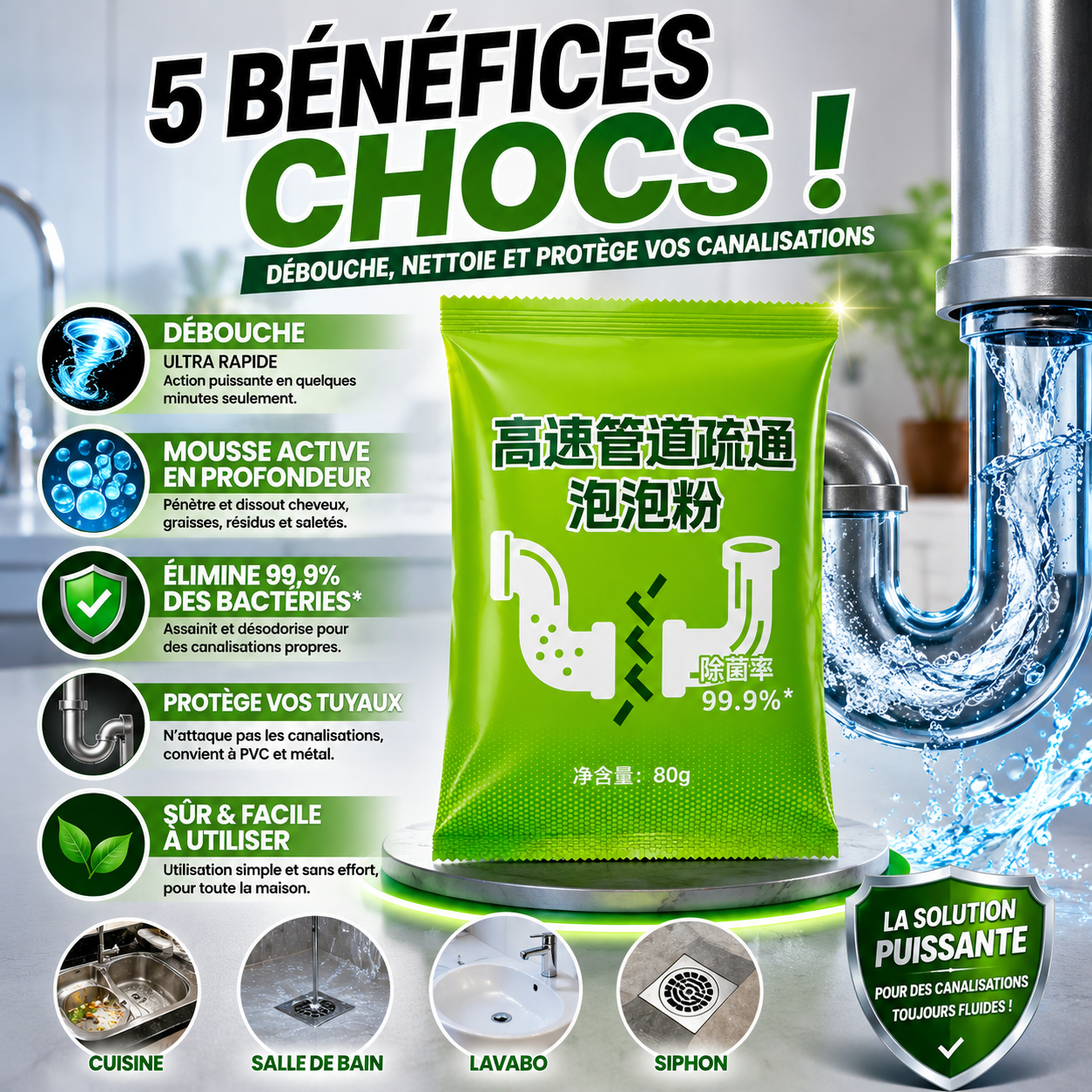 🌿 Poudre Déboucheuse Canalisations — Action Rapide