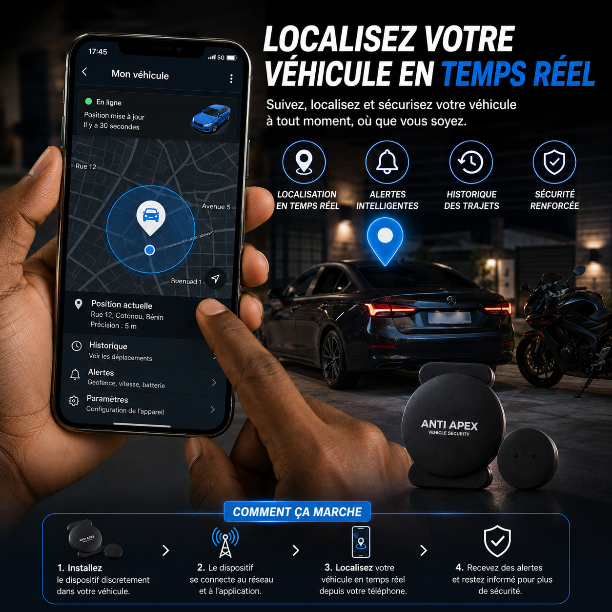 Traceur GPS Bluetooth — Sécurité Véhicule