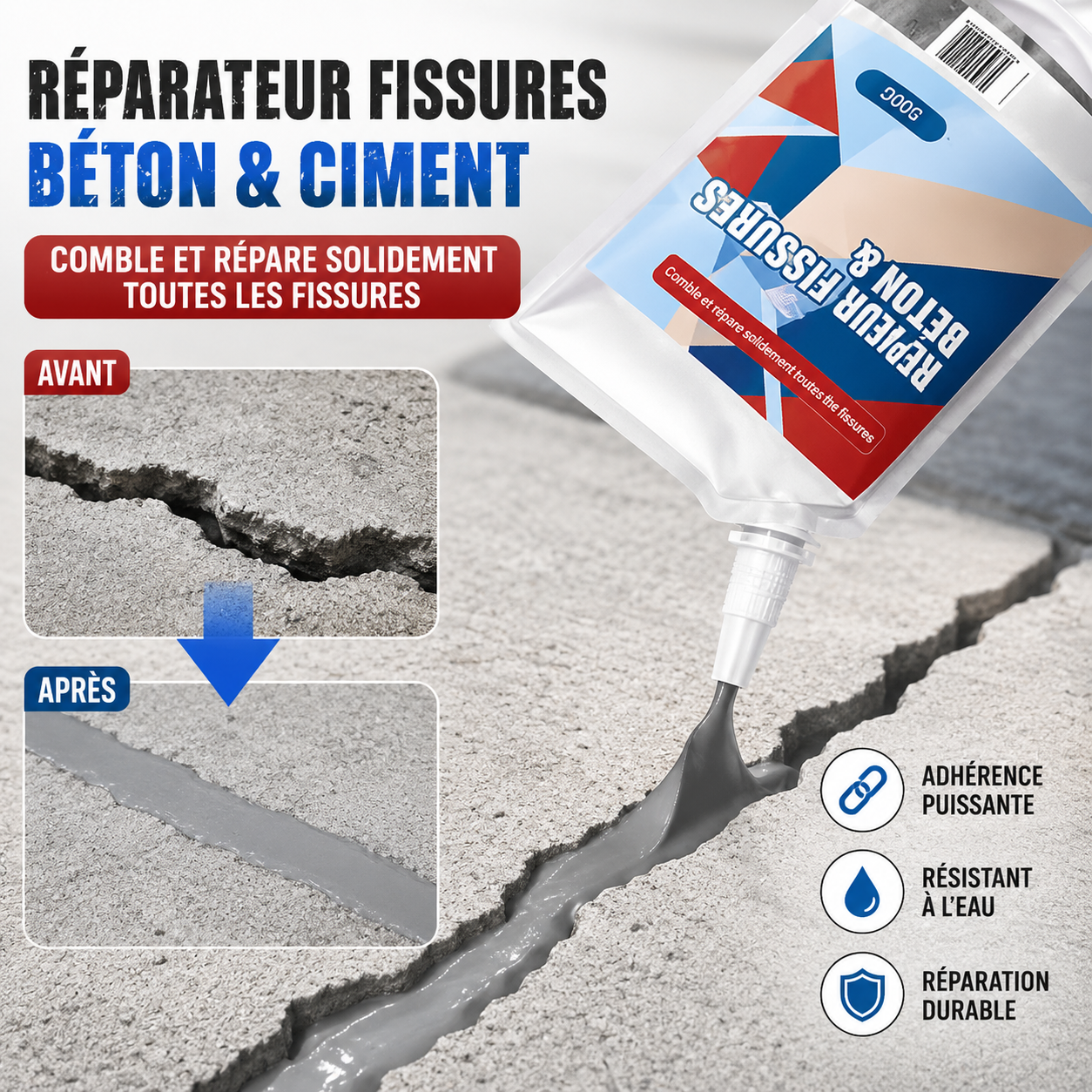 🧱 Réparateur de Fissures Béton Ultra-Résistant